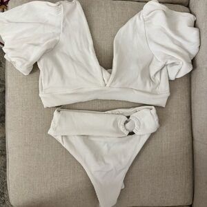 White Ruffled Bikini Set